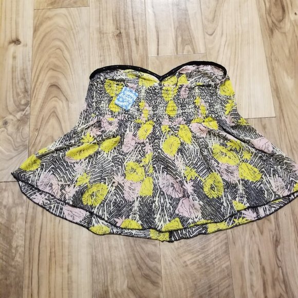 NWT Free People Boho Tube Top Sz M Women Strapless Coastal Tropical Flirty Flowy - Picture 7 of 12